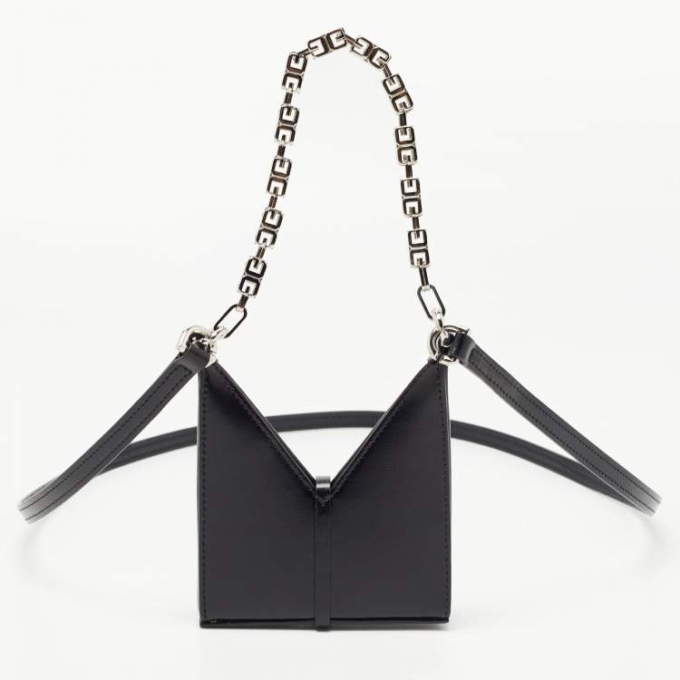 Pre Owned Givenchy Black Leather Micro Cut Out Bag