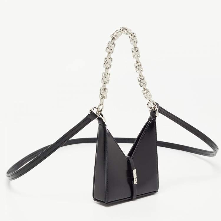 Pre Owned Givenchy Black Leather Micro Cut Out Bag