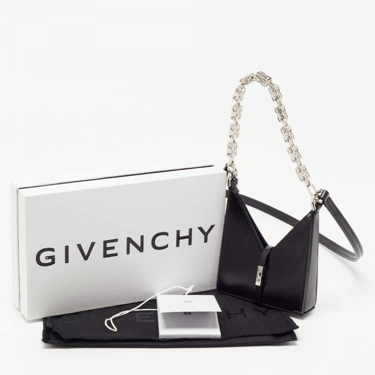 Pre Owned Givenchy Black Leather Micro Cut Out Bag