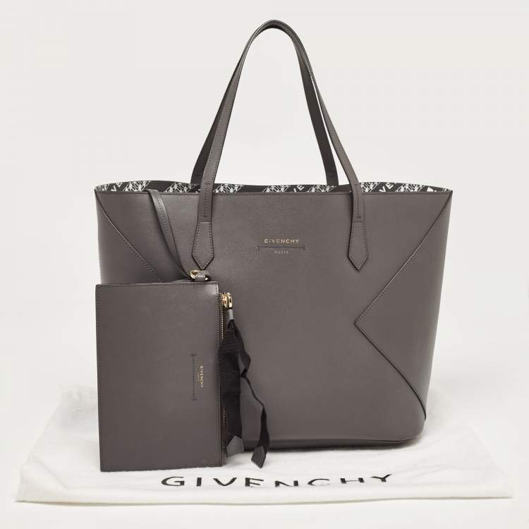 Pre Owned Givenchy Grey/White Leather Wing Shopping Tote
