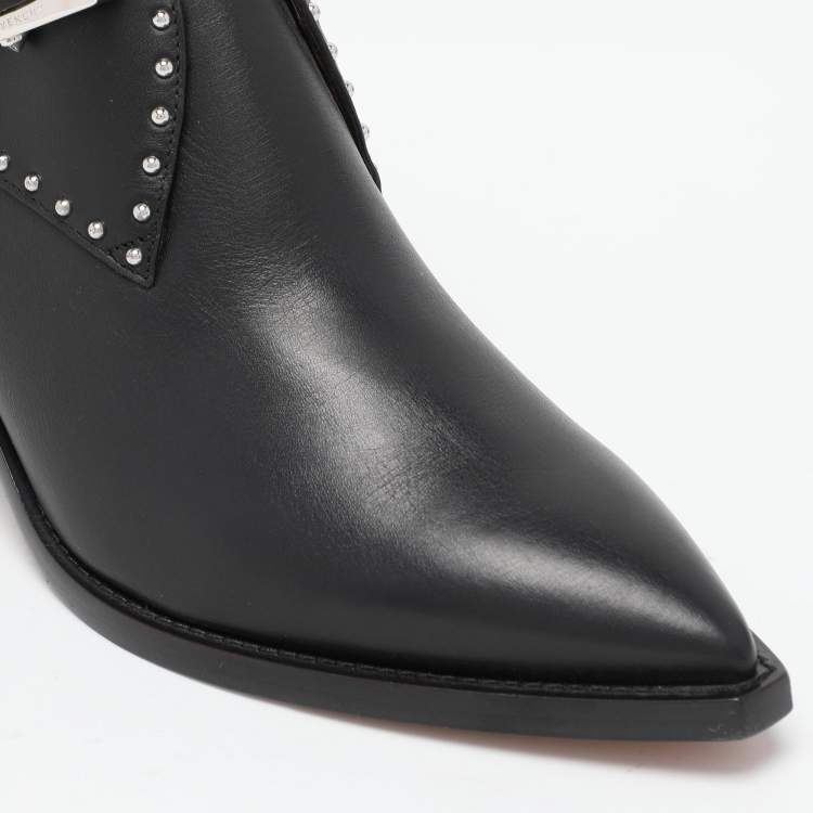 Pre Owned Givenchy Black Leather Studded Accents Western Boots Size 35