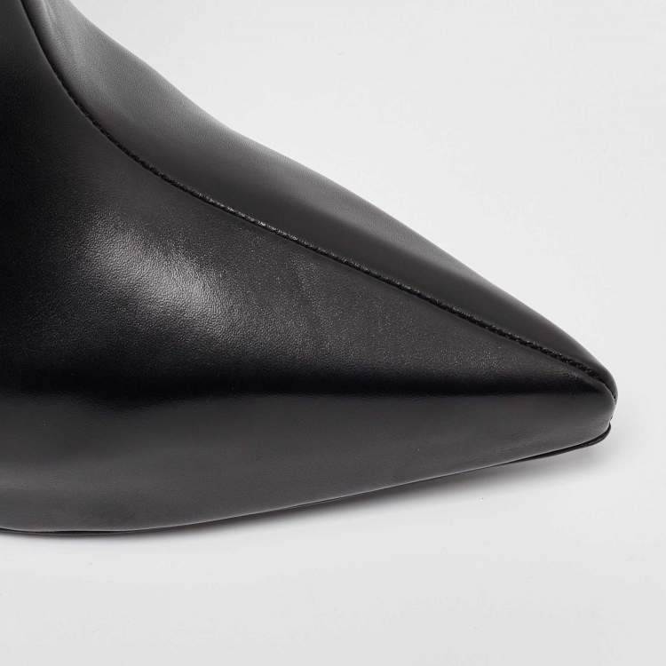 Pre Owned Givenchy Black Leather Wedge Knee Length Boots Size 37