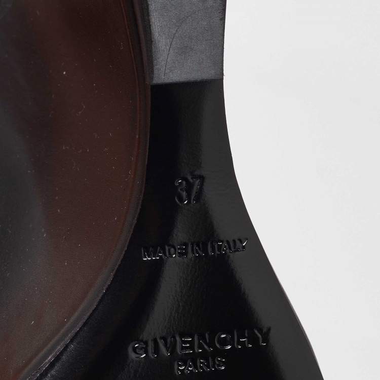 Pre Owned Givenchy Black Leather Wedge Knee Length Boots Size 37