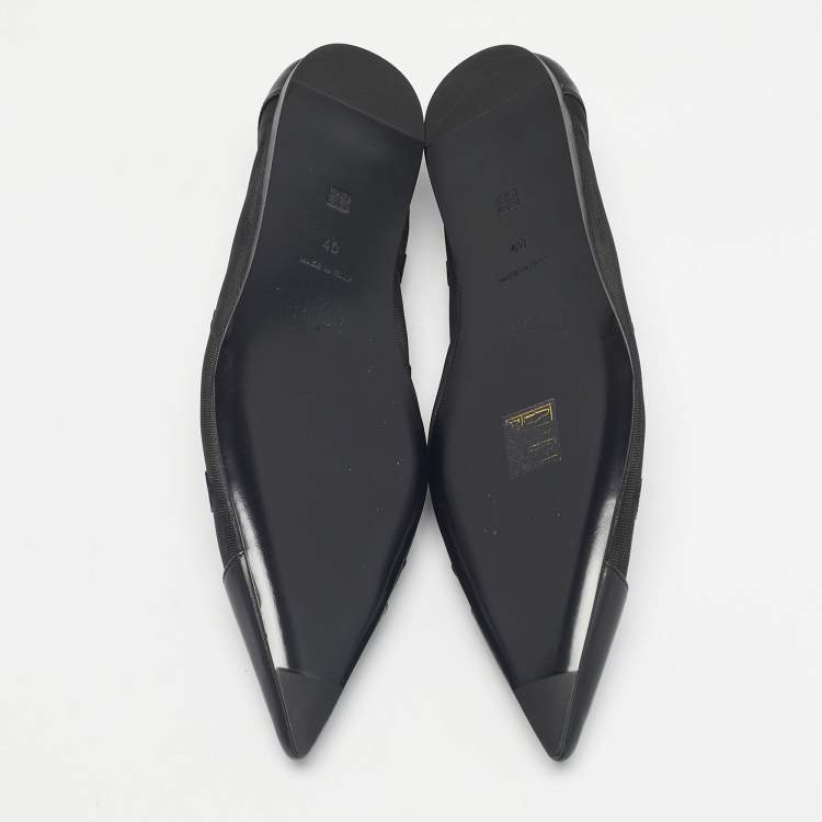 Pre Owned Givenchy Black Leather and Mesh 4G Ballet Flats Size 40