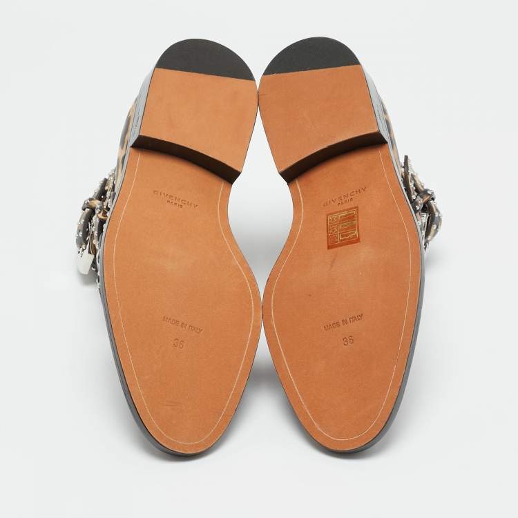 Pre Owned Givenchy Size 36 Black Leather Studded Buckle Detail Ankle Boots 