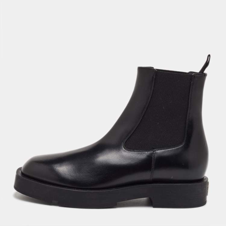 Pre Owned Givenchy Size 38 Black Leather Ankle Length Chelsea Boots