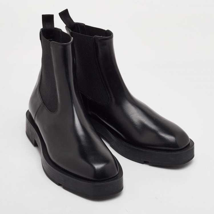 Pre Owned Givenchy Size 38 Black Leather Ankle Length Chelsea Boots