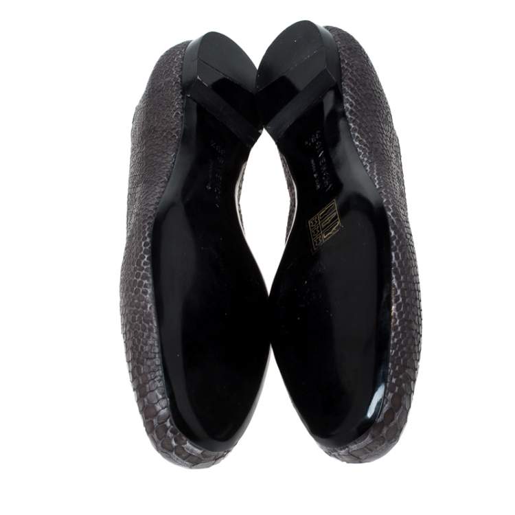 Pre Owned Givenchy Grey Python Embossed Leather Ballet Flats Size 39.5