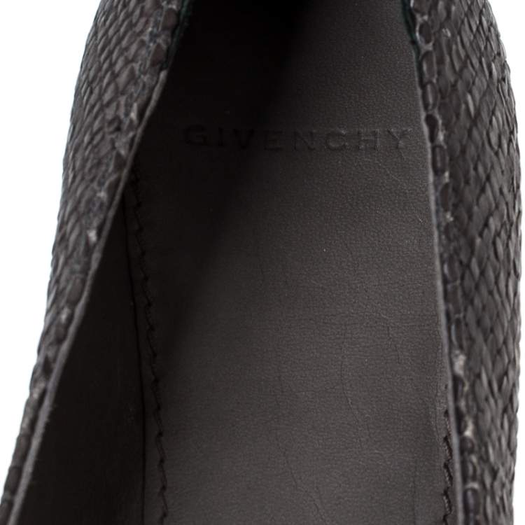 Pre Owned Givenchy Grey Python Embossed Leather Ballet Flats Size 39.5