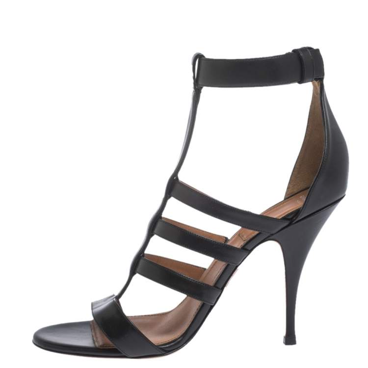مملوكة مسبقًا Givenchy Black Leather Kali Strappy Sandals Size 41