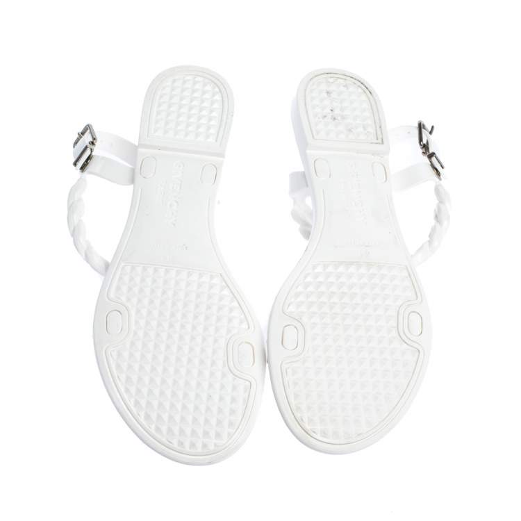 Pre Owned Givenchy White Jelly Chain-Link Flat Sandals Size 41