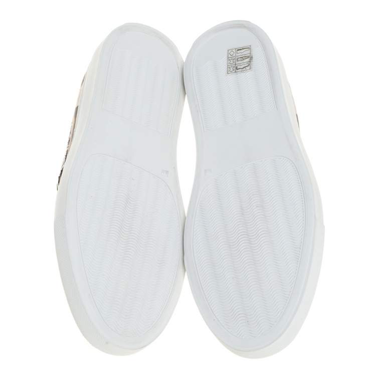 Pre Owned Givenchy Multi Color Python Trim and Leather Butterfly Print Round Toe Slip On Sneakers Size 37.5