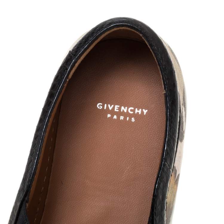 Pre Owned Givenchy Multi Color Python Trim and Leather Butterfly Print Round Toe Slip On Sneakers Size 37.5