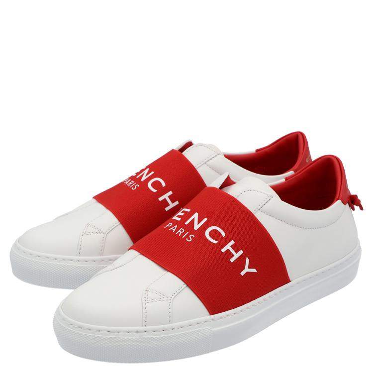 Pre Owned Givenchy White/Red Urban Street Logo Sneakers Size EU 37.5