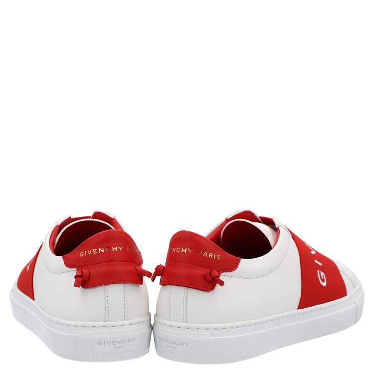 Pre Owned Givenchy White/Red Urban Street Logo Sneakers Size EU 37.5