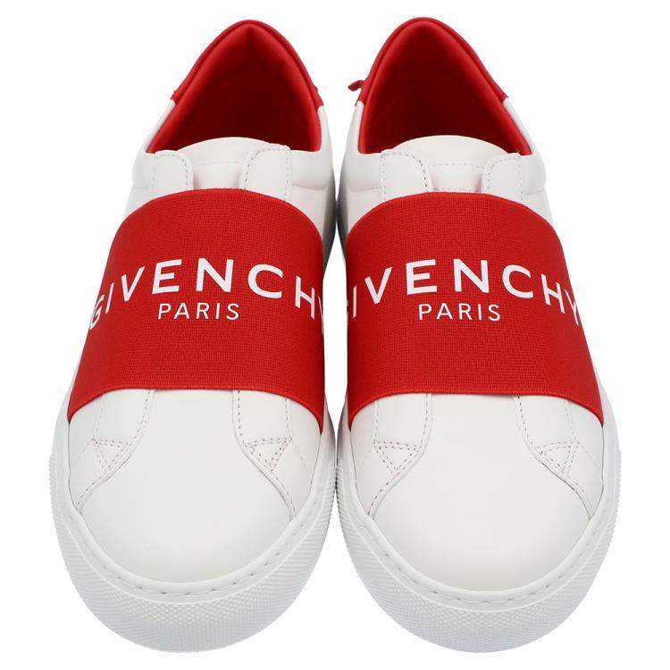 Pre Owned Givenchy White/Red Urban Street Logo Sneakers Size EU 38