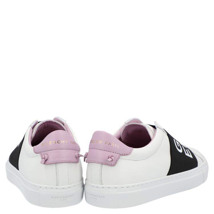Pre Owned Givenchy White/Black/Purple Urban Street Logo Sneakers Size EU 37.5