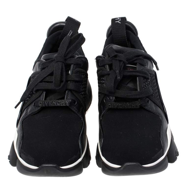 Pre Owned Givenchy Black Neoprene and Suede Jaw Low Top Sneakers Size 36