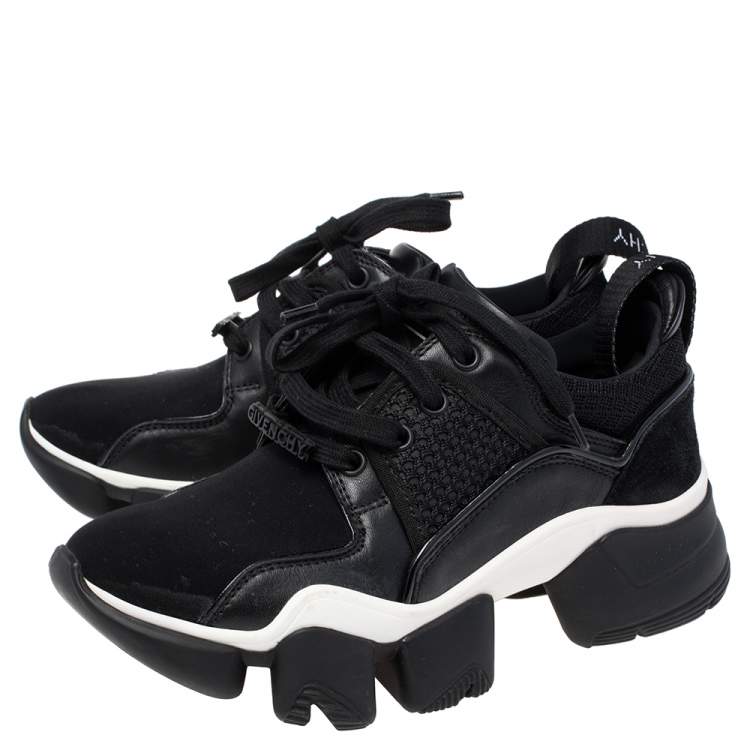 Pre Owned Givenchy Black Neoprene and Suede Jaw Low Top Sneakers Size 36
