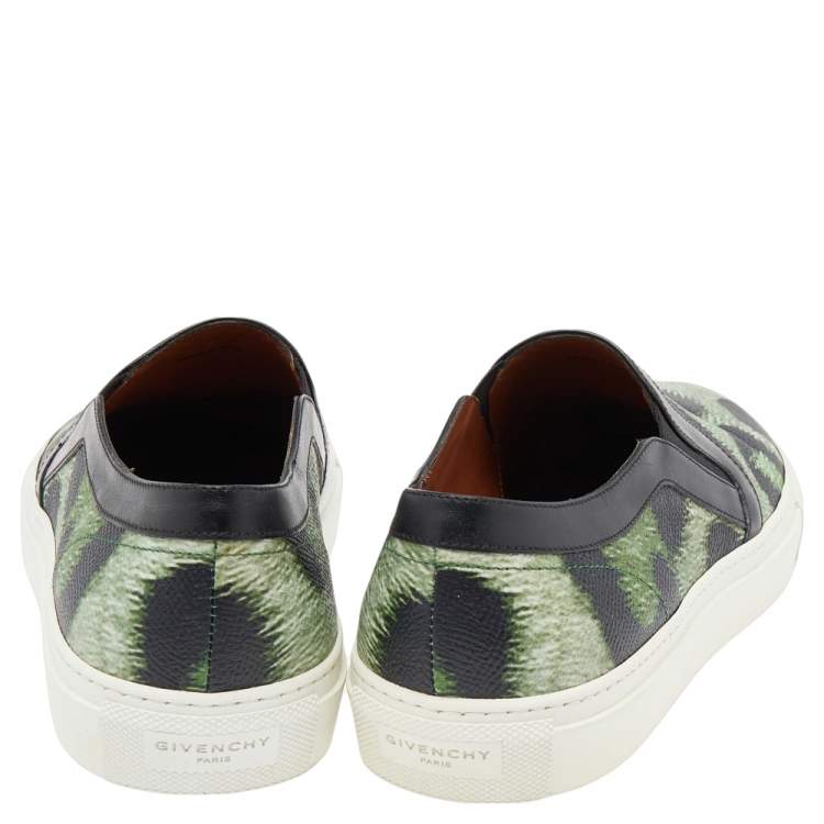Pre Owned Givenchy Two Tone Jaguar Print Leather Skate Slip-On Sneakers Size 40