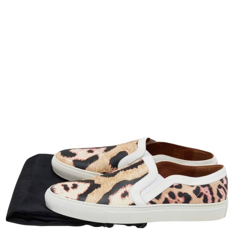 Pre Owned Givenchy Beige Leopard Print Leather Skate Basse New Sneakers Size 41