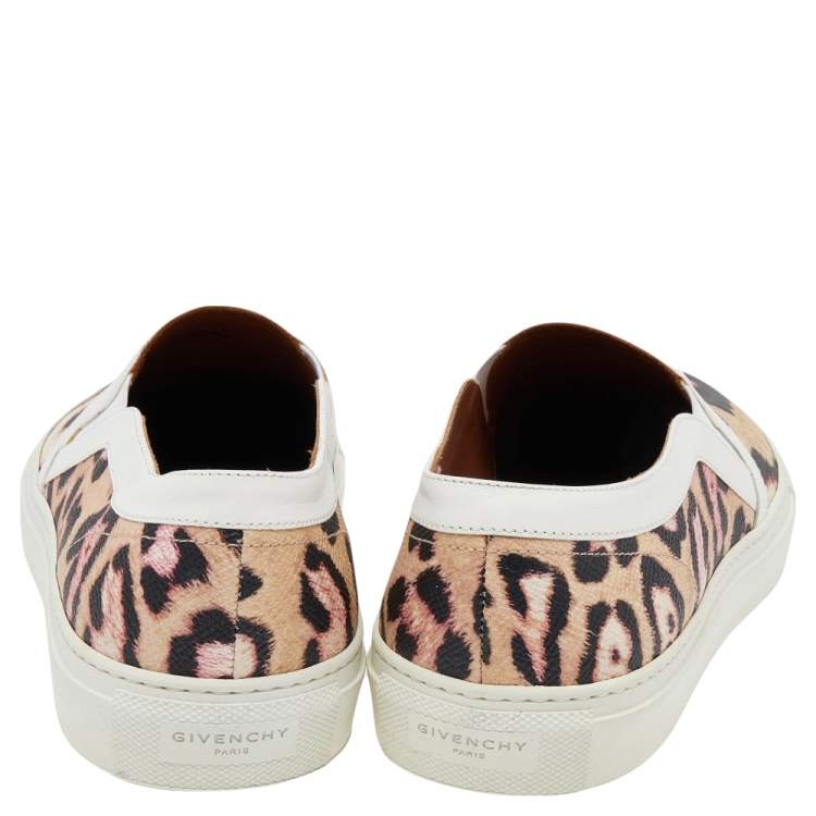 Pre Owned Givenchy Beige Leopard Print Leather Skate Basse New Sneakers Size 41