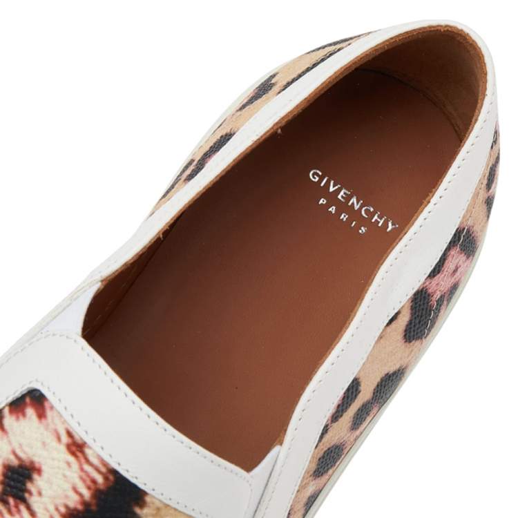 Pre Owned Givenchy Beige Leopard Print Leather Skate Basse New Sneakers Size 41