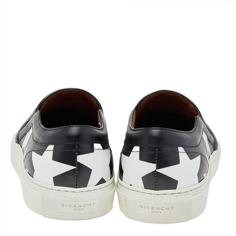 Pre Owned Givenchy Black/White Leather Skate Star Print Slip On Sneakers Size 41