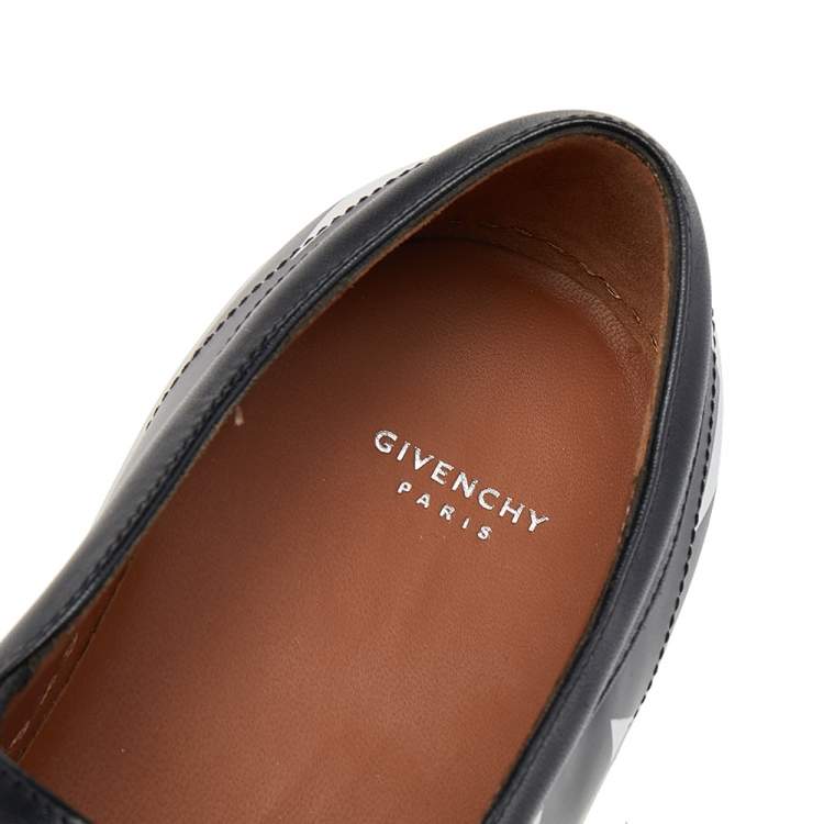 Pre Owned Givenchy Black/White Leather Skate Star Print Slip On Sneakers Size 41