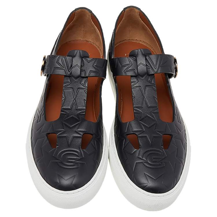 Pre Owned Givenchy Black Star Embossed Leather Street Baby Mary Jane Sneakers Size 41