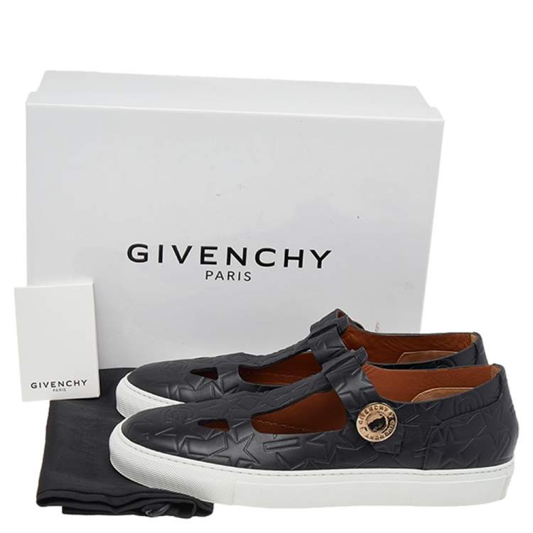 Pre Owned Givenchy Black Star Embossed Leather Street Baby Mary Jane Sneakers Size 41
