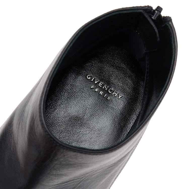 Pre Owned Givenchy Black Leather Mid Skate Ankle Sneakers Booties Size 37.5