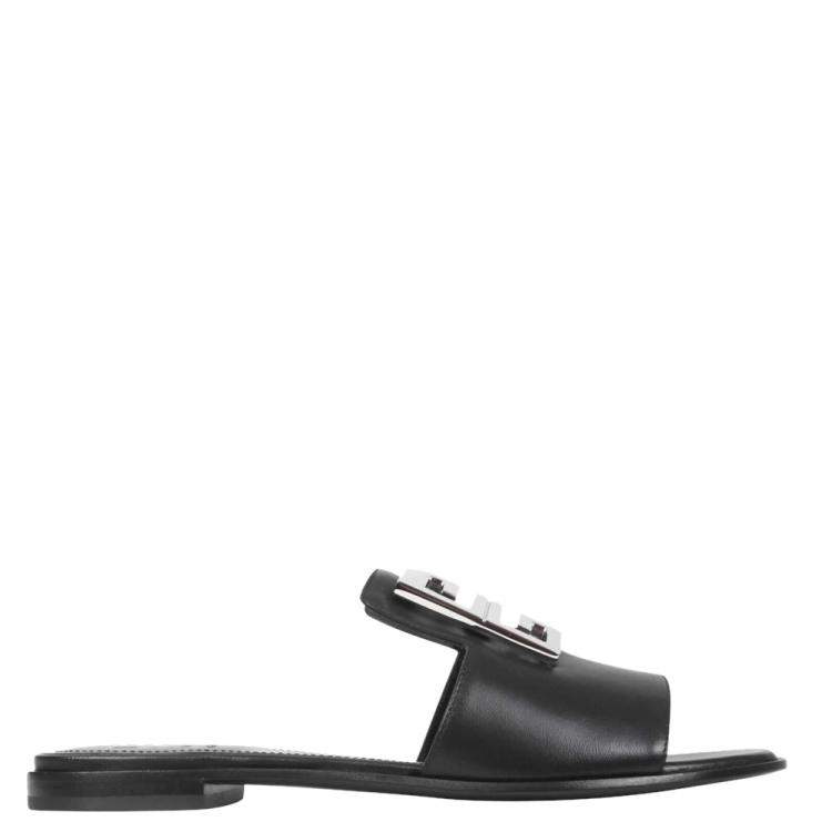 مملوكة مسبقًا Givenchy Black Leather 4G Sandals Size IT 40