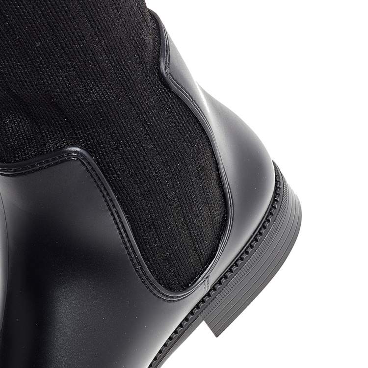 Pre Owned Givenchy Black Rubber And Knit Fabric Storm Thigh High  Knee Sock Boots Size 38