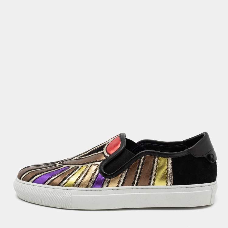 Pre Owned Givenchy Multicolored Leather Street Noedus Slip on Sneakers  Size 36.5
