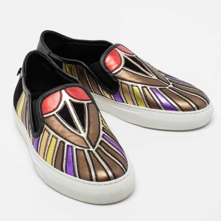 Pre Owned Givenchy Multicolored Leather Street Noedus Slip on Sneakers  Size 36.5