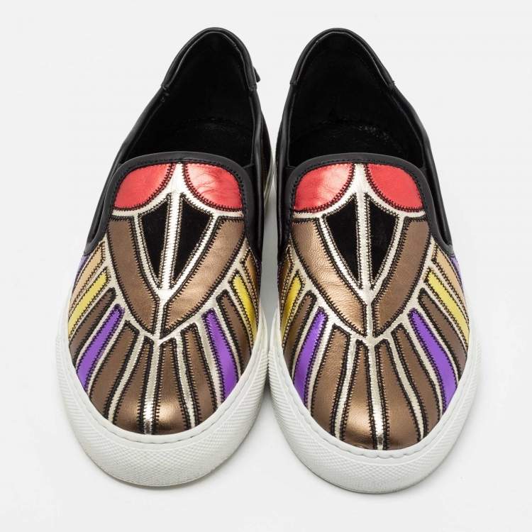 Pre Owned Givenchy Multicolored Leather Street Noedus Slip on Sneakers  Size 36.5