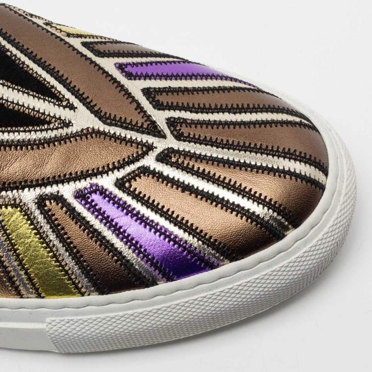 Pre Owned Givenchy Multicolored Leather Street Noedus Slip on Sneakers  Size 36.5