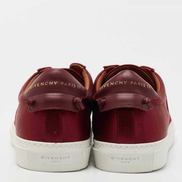 Pre Owned Givenchy Burgundy Satin and Elastic Band Slip On Sneakers Size 40