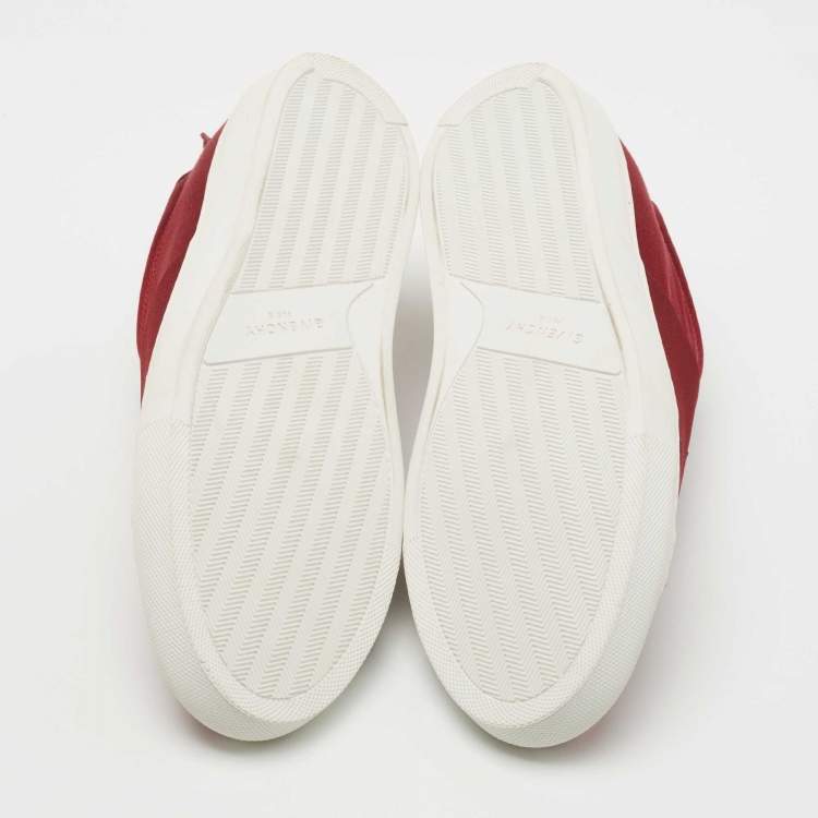 Pre Owned Givenchy Burgundy Satin and Elastic Band Slip On Sneakers Size 40
