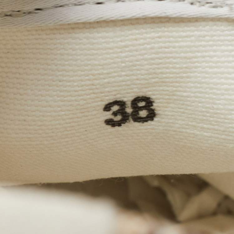 Pre Owned Givenchy Brown/White Leather and Canvas Chain Tennis Light Sneakers Size 38               