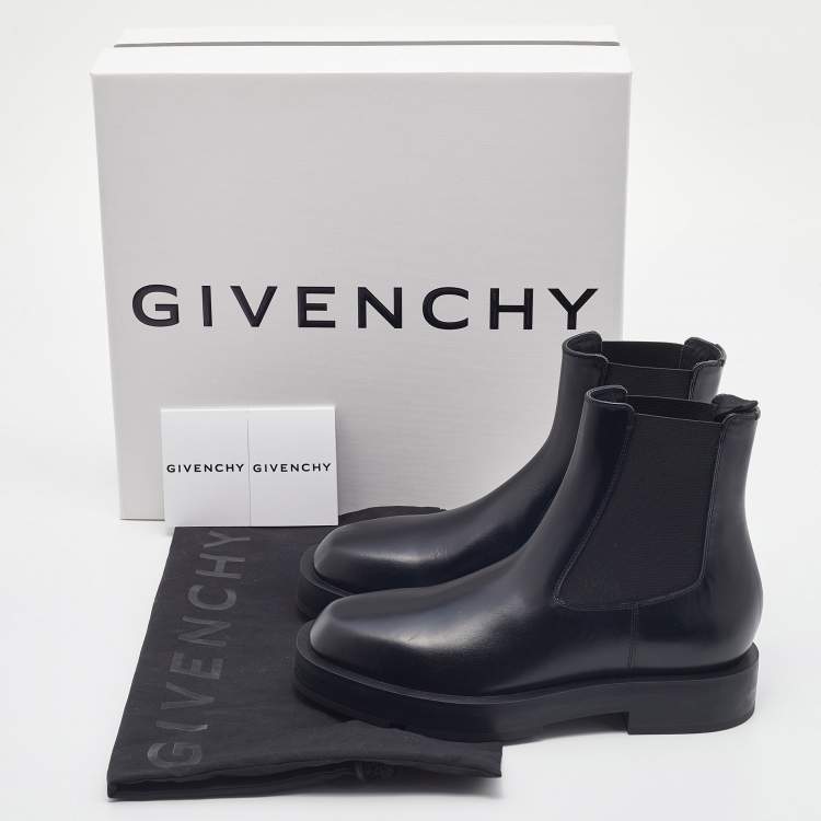 Pre Owned Givenchy Black Leather Ankle Length Boots Size 37