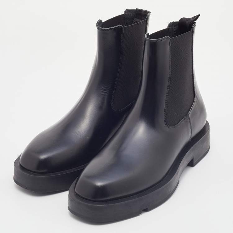 Pre Owned Givenchy Black Leather Ankle Length Boots Size 37