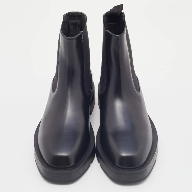 Pre Owned Givenchy Black Leather Ankle Length Boots Size 37