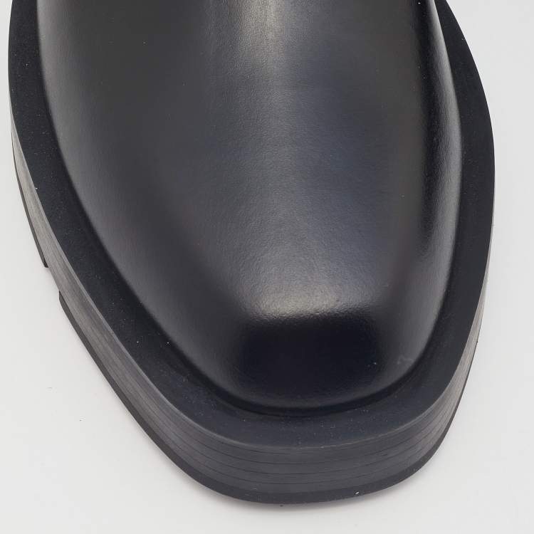 Pre Owned Givenchy Black Leather Ankle Length Boots Size 37