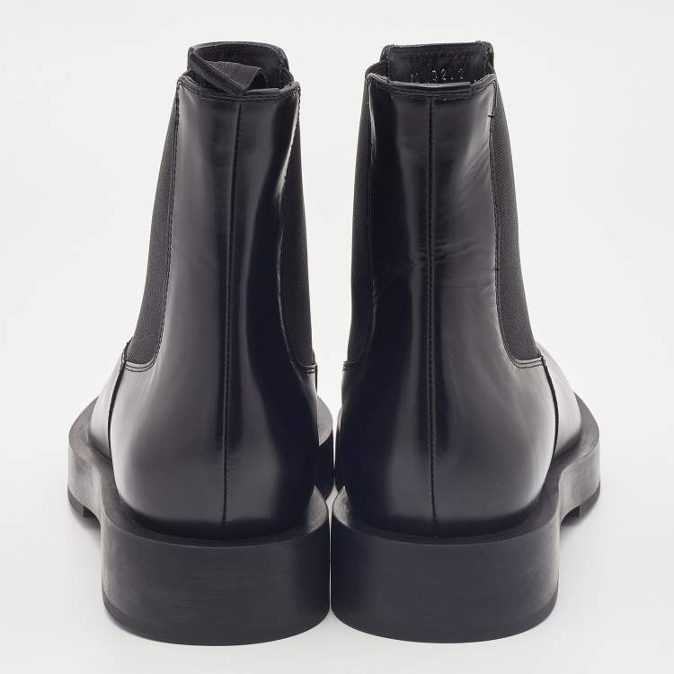 Pre Owned Givenchy Black Leather Ankle Length Boots Size 37