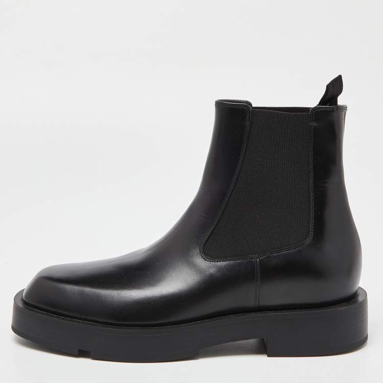 Pre Owned Givenchy Black Leather Ankle Length Boots Size 37.5