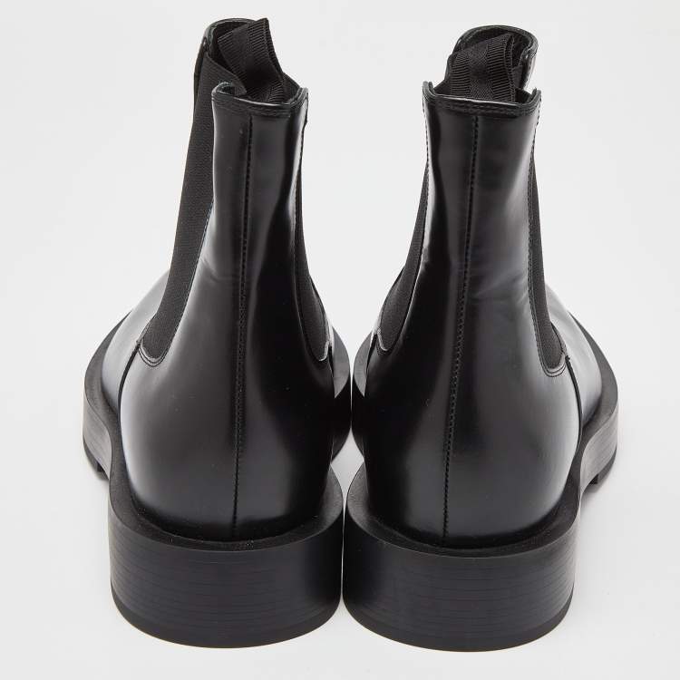 Pre Owned Givenchy Black Leather Ankle Length Boots Size 37.5