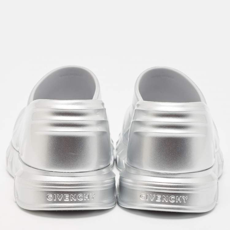 Pre Owned Givenchy Silver Rubber Marshmallow Sandals Size 36