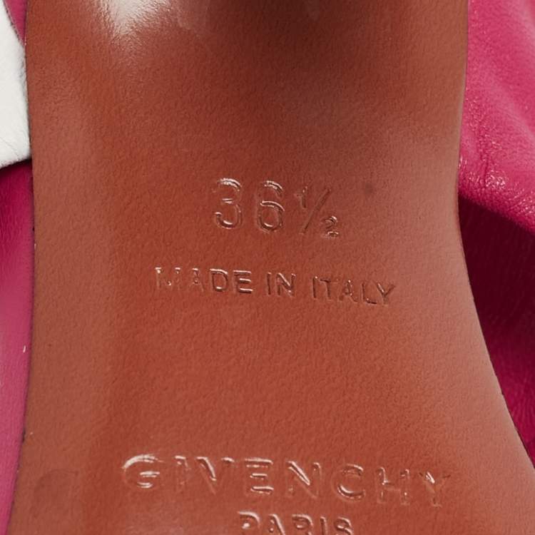 Pre Owned Givenchy Pink/White Leather Slide Sandals Size 36.5